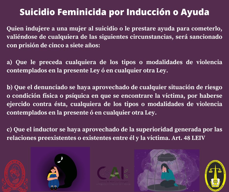CAI_sv's tweet photo. Suicidio Feminicida por Inducción o Ayuda  #tiposdeviolencia #violenciadegenero https://t.co/w3bRs33ERk