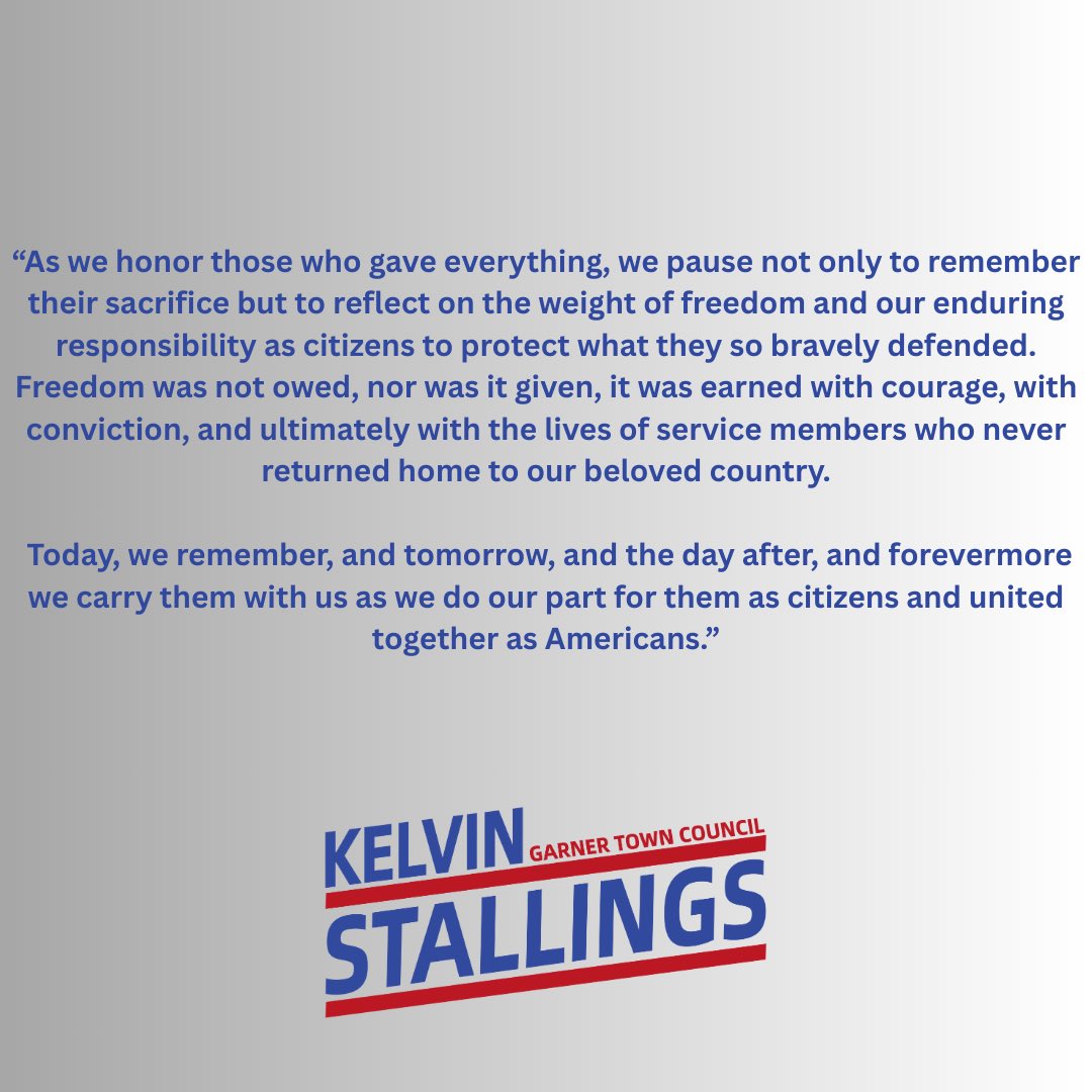 “As we honor those who gave everything, we pause not only to remember their sacrifice but to reflect on the weight of freedom and our enduring responsibility as citizens to protect what they so bravely defended. Freedom was not owed, nor was it given, it was earned (1/2)