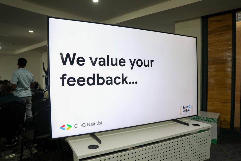 GDG_Nairobi's tweet photo. We value your feedback!
Were you at #BuildWithAI Nairobi? We’d love to hear about your experience��what you enjoyed, what we can improve, and your key takeaways.
Drop your feedback here : https://t.co/inRZOoSkUi

#GDGNairobi #AI #TechCommunity #DeveloperEvent https://t.co/bl6V5Qt5ce