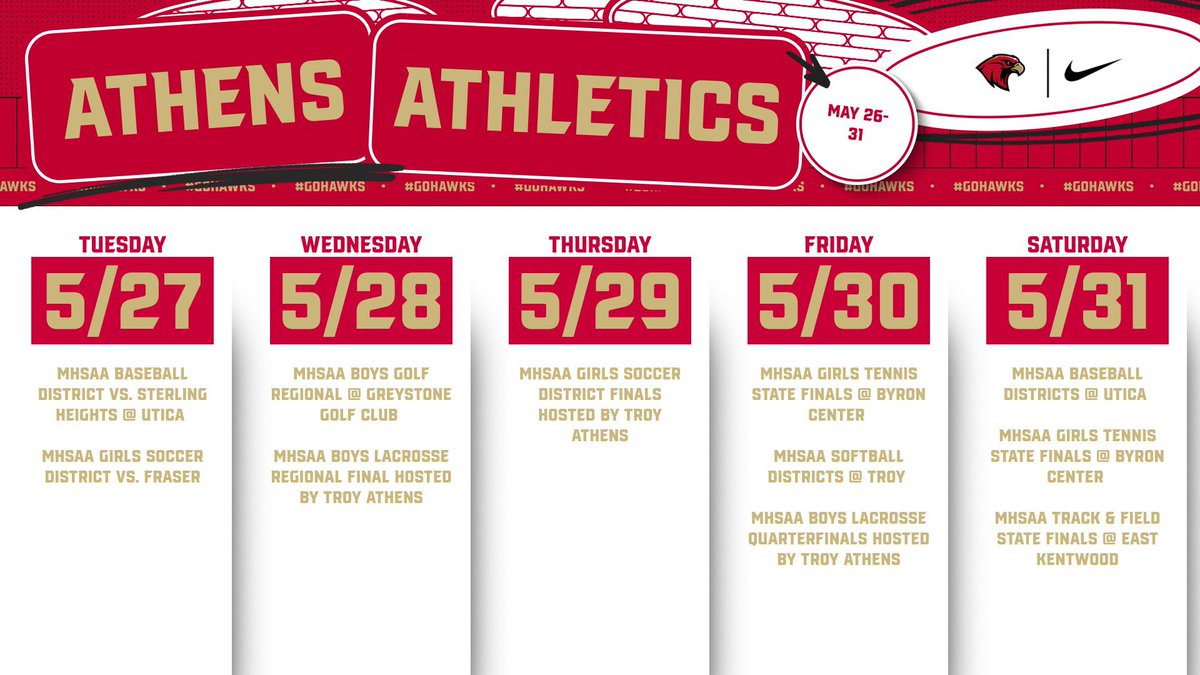 The week ahead. Lots of MHSAA post season events.  #GoHawks