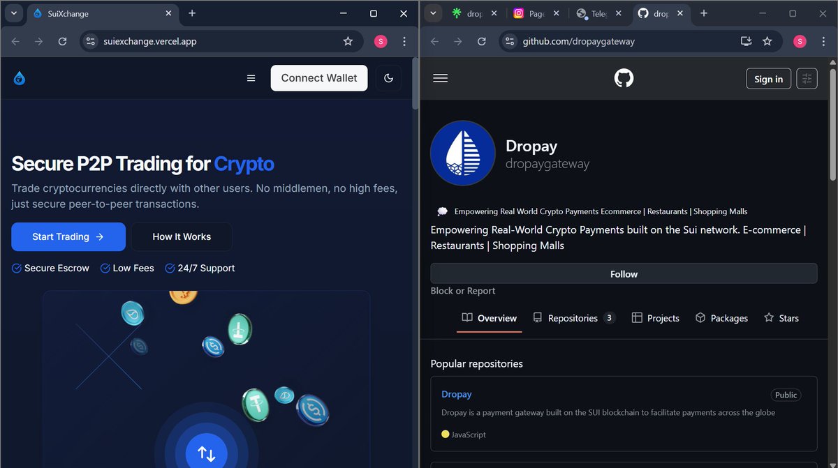 That’s not all.

Builders don’t sleep —
they ship good tech to solve real problems.

==&gt; <a href="/suixchange/">SuiXchange 💱💱</a> — P2P crypto trading.
No middlemen. Just trustless, low-fee swaps.
🔗 suiexchange.vercel.app

==&gt; <a href="/dropay_/">Dropay</a> — IRL payments on Sui.
For restaurants, malls, ecom — plug &amp; pay.
🔗