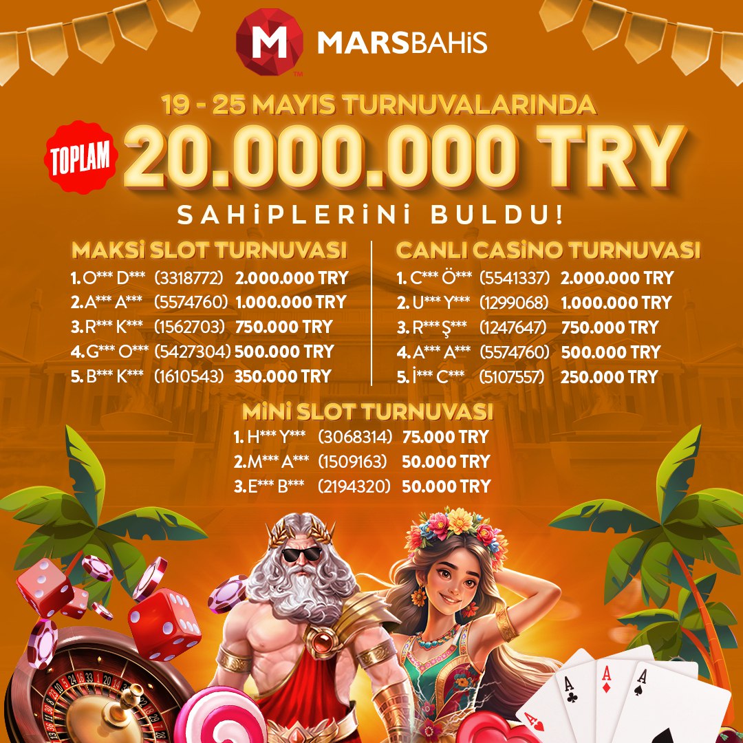 Turnuva kazananları belli oldu!
#Marsbahis Üyelik: bit.ly/43jETAa
Telegram Hattı: t.me/Marsbahiscenter 
#1xbet #1WIN #mariobet #pusulabet #jojobet #denemebonusu #Bitcoin #Betturkey #BIST1OO #FootballBetting #Galatasaray #Fenerbahçe #Beşiktaş #SONDAKİKA #borsa Betting