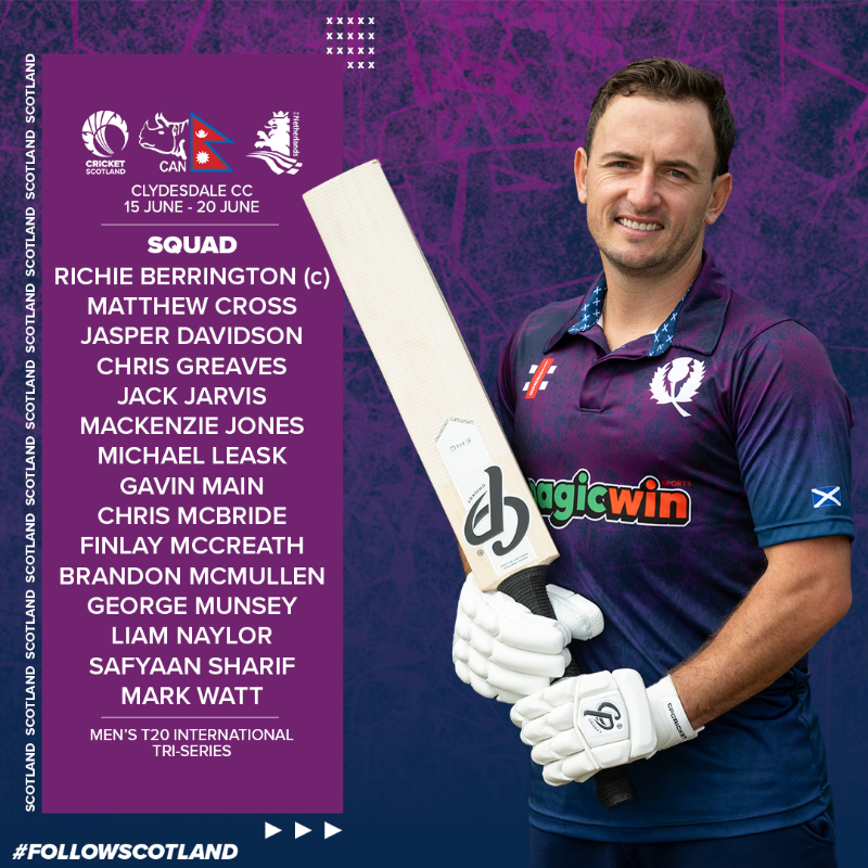 CricketScotland's tweet photo. Your Scotland Men's squads for this summer's home internationals 🤩

#FollowScotland