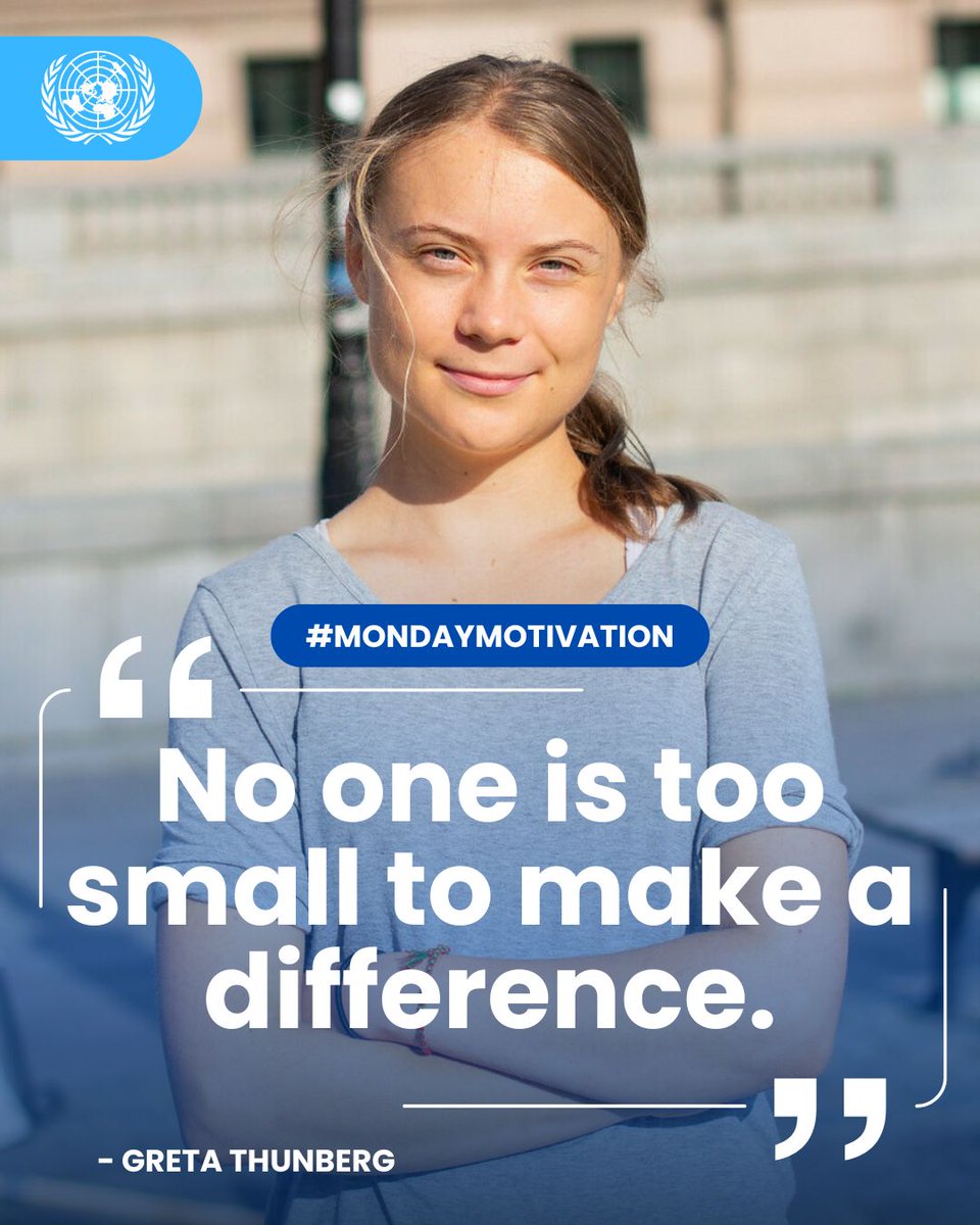 United Nations Geneva (@ungeneva) on Twitter photo “No one is too small to make a difference.”
- <a href="/GretaThunberg/">Greta Thunberg</a>
#MondayMotivation #ClimateAction “No one is too small to make a difference.”
- <a href="/GretaThunberg/">Greta Thunberg</a>
#MondayMotivation #ClimateAction