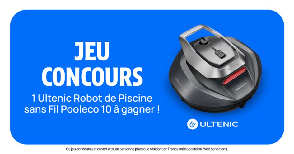 JEU CONCOURS | Gagnez le Ultenic Pooleco 10, robot nettoyeur de piscine sans fil !🏊‍♂️

Aspiration puissante,90 min d’autonomie, auto-parking, idéal pour piscines hors sol jusqu’à 80 m².

👉RT + Follow @Darty_officiel
📅Tirage au sort le 2/06 –1 gagnant

🔗 urls.fr/GEl3jM