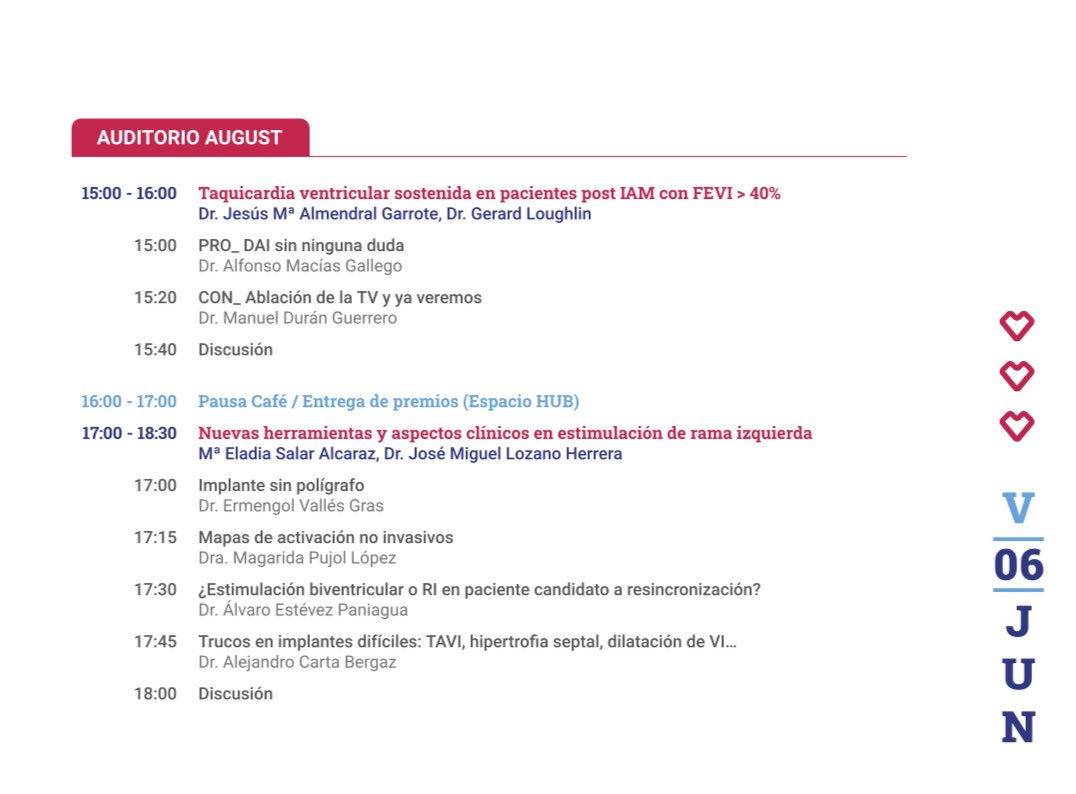Asociación del Ritmo Cardiaco (@ritmo_sec) on Twitter photo V6 SALA AUGUST después de 🍽️ controversia DAI si o no en TV POST IAM Y FEVI>40% y NUEVAS HERRAMIENTAS EN LA ESTIMULACIÓN DE RAMA IZQUIERDA <a href="/ermengolvalles/">Ermengol Valles Gras</a> <a href="/MargaridaPujol/">Margarida Pujol Lopez</a> <a href="/JosMigu50682487/">José Miguel Lozano Herrera</a> V6 SALA AUGUST después de 🍽️ controversia DAI si o no en TV POST IAM Y FEVI>40% y NUEVAS HERRAMIENTAS EN LA ESTIMULACIÓN DE RAMA IZQUIERDA <a href="/ermengolvalles/">Ermengol Valles Gras</a> <a href="/MargaridaPujol/">Margarida Pujol Lopez</a> <a href="/JosMigu50682487/">José Miguel Lozano Herrera</a>