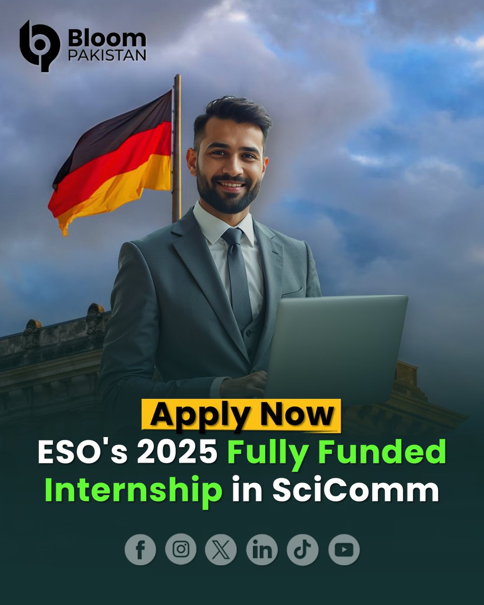 bloom_pakistan's tweet photo. 2025 Fully Funded Internship in Science Communication
#BloomPakistan @germanyintheeu #Internship2025 #FullyFundedInternship #ScienceCommunication #STEMOpportunities
#CareerInScience #ScienceInternship
Read More:
https://t.co/tiYEAEovNV https://t.co/rtU3B2hr8J