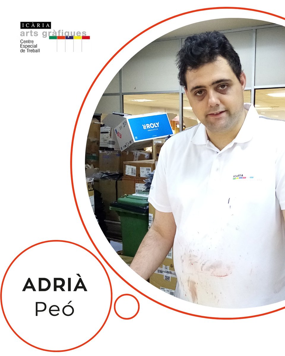 🧡 Avui volem destacar l’Adrià, el nostre peó amb 18 anys d’experiència! Sempre pendent de fer encàrrecs i ajudar perquè tot rutlli millor. La seva feina és clau a Icaria Gráficas. 💪🏼🙌