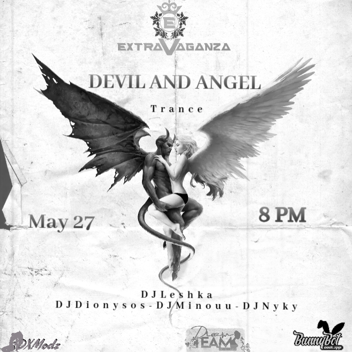 EXTRAVAGANZA  

Devil and Angel

Trance  

Tuesday 27 May - 8 PM CEST  

#trance #3dxChat #extravaganza
