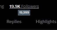 thanks for 19,999 followers