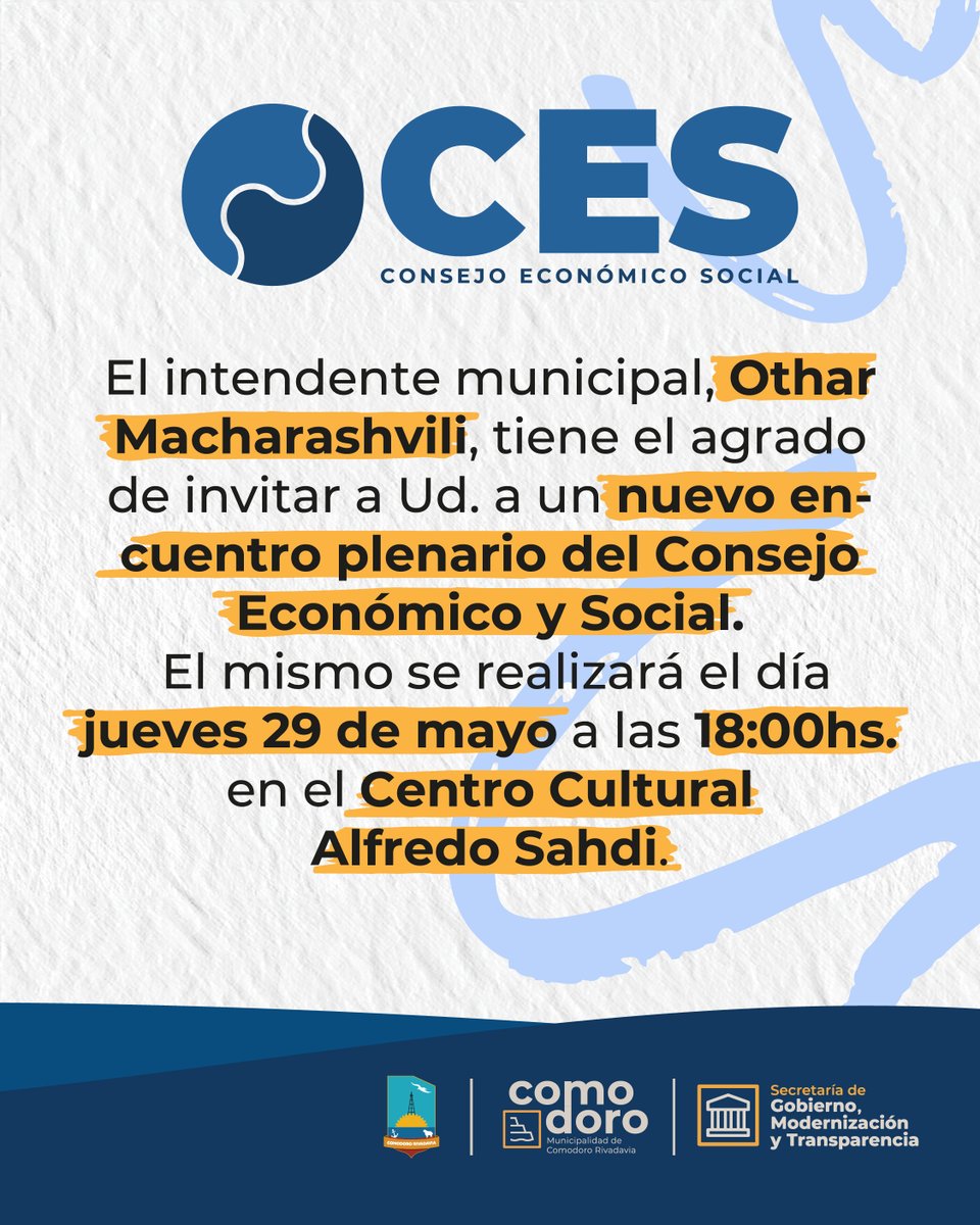 Invitamos a participar del nuevo encuentro plenario del Consejo Económico y Social 🤝