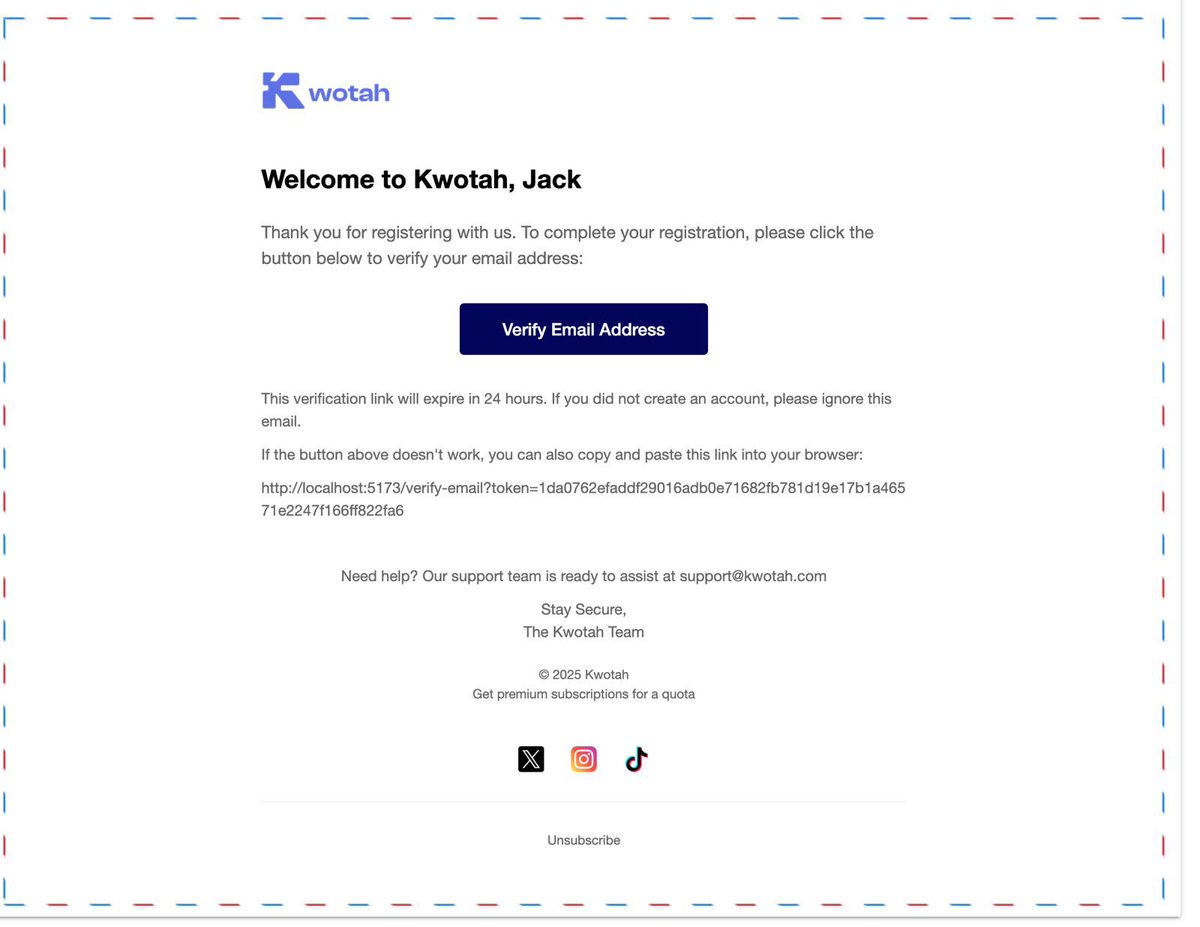 Ezra (@ezranotnull) on Twitter photo Day 4 building <a href="/usekwotah/">Kwotah || Pay less for your subscriptions</a> :
User auth in the bag:
→ Sign up ✅
→ login ✅
→ password hashing & JWT auth ✅
→ password reset ✅
Added user roles (admin, regular user). Security first.
#kwotah #buildinpublic Day 4 building <a href="/usekwotah/">Kwotah || Pay less for your subscriptions</a> :
User auth in the bag:
→ Sign up ✅
→ login ✅
→ password hashing & JWT auth ✅
→ password reset ✅
Added user roles (admin, regular user). Security first.
#kwotah #buildinpublic
