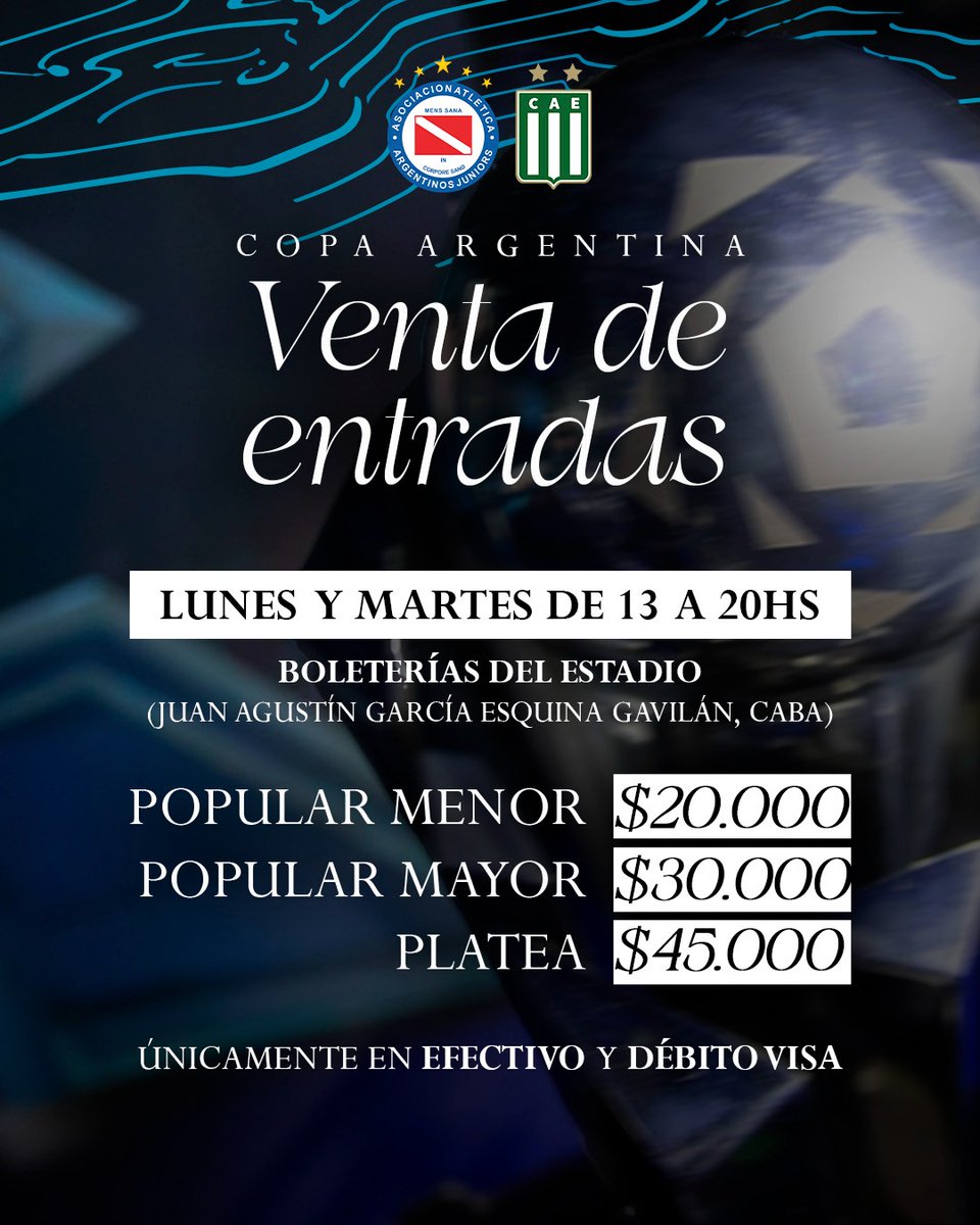 Argentinos Juniors (@aaajoficial) on Twitter photo #AAAJ 🏆 Venta de entradas y paquete para el traslado en micros.
Conocé las formas de pago, con sus respectivos días y horarios para acompañar al Bicho en una nueva clasificación por Copa Argentina. argentinosjuniors.com.ar/noticias/socio…
<a href="/SociosAAAJ/">Oficina de Socios y Socias AAAJ</a> 🤝 @SCDHAAAJ #AAAJ 🏆 Venta de entradas y paquete para el traslado en micros.
Conocé las formas de pago, con sus respectivos días y horarios para acompañar al Bicho en una nueva clasificación por Copa Argentina. argentinosjuniors.com.ar/noticias/socio…
<a href="/SociosAAAJ/">Oficina de Socios y Socias AAAJ</a> 🤝 @SCDHAAAJ