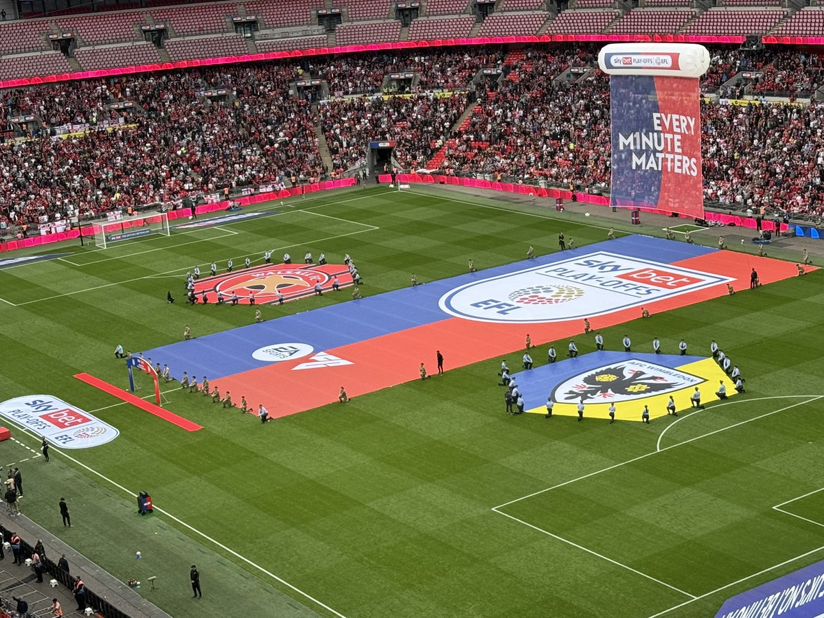 Half time here at Wembley as AFC Wimbledon lead Walsall in the league two play off final .