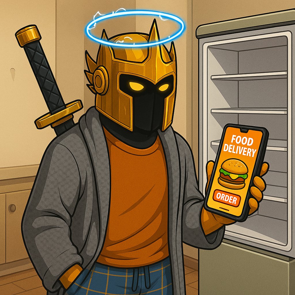 _nextrunner's tweet image. Knight’s cooking guide: Step 1: Check the fridge. Step 2: Nope, order delivery! ⚔️ 😅