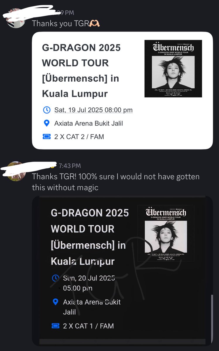 TicketGoRound's tweet image. feedback for #GDRAGONinKL #GDinKL magic links today! We are glad our buyers managed to secure their tix using our Magic Direct Links to skip the queue 🪄

#GDRAGON_ÜBERMENSCH
