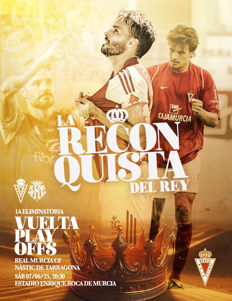 👑 𝑪𝒐𝒎𝒊𝒆𝒏𝒛𝒂 𝒍𝒂 𝑹𝒆𝒄𝒐𝒏𝒒𝒖𝒊𝒔𝒕𝒂 𝒅𝒆𝒍 𝑹𝒆𝒚

⚔️ Próximo sábado 7 de junio a las 20:30h en el Estadio Enrique Roca de Murcia #RealMurciaNàstic 

🎟️ Entradas disponibles con precios especiales para abonados y público general desde 10 €

Compra en tienda oficial y