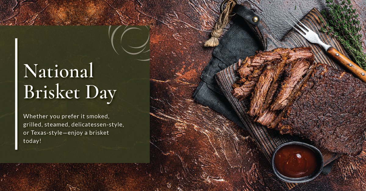 Whether you prefer it smoked, grilled, steamed, delicatessen-style, or Texas-style—enjoy a brisket today!