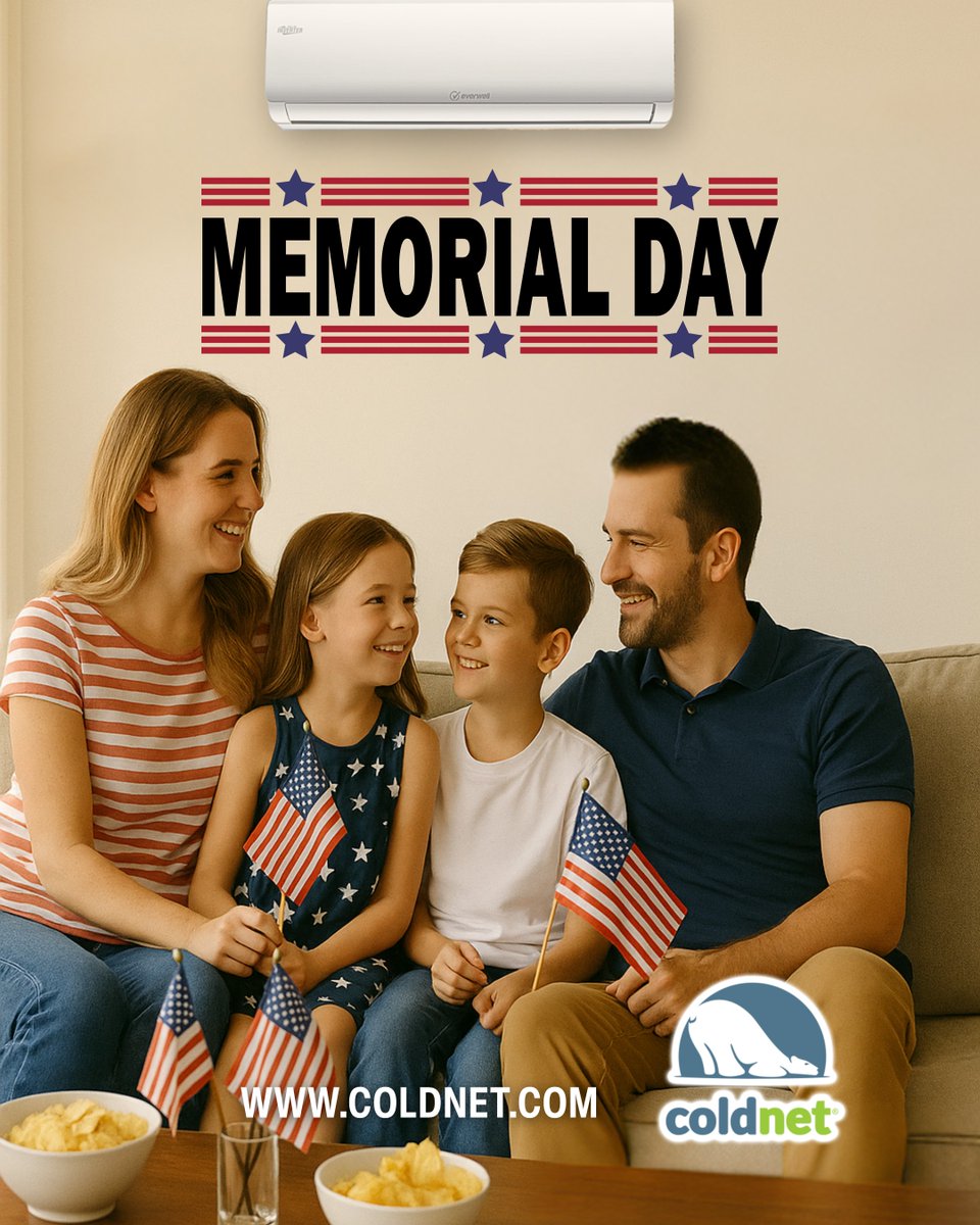ColdNetOfficial's tweet image. This Memorial Day, we celebrate the moments that matter most—like time with family in a perfectly cooled home. 

#MemorialDay #Coldnet #HVAC #AirConditioning #HVACTechnician #Technician #HappyHolidays #DiaDeLosCaidos