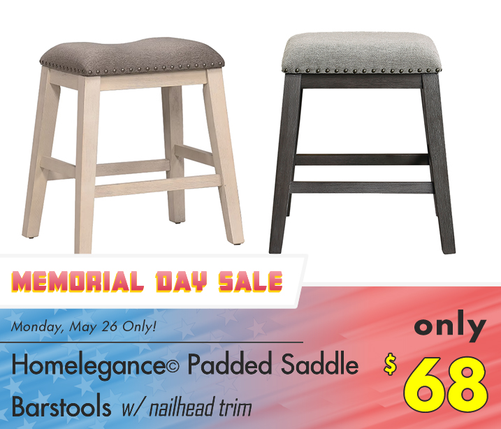 FurnitureOdell's tweet image. 🚨 1-DAY ONLY! 🚨 

🪑 HOMELEGANCE© PADDED SADDLE BARSTOOLS featuring a nailhead trim finish. 

🏷️ On sale for only $68.

🎨 Colors may vary.

-------------

📅 Sale runs till Monday, May 26th only till 5pm.

Price only good while supplies last. 

#KitchenSeating #BarstoolSale