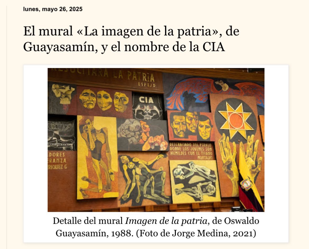 Pavel ÉGÜEZ (@paveleguez) on Twitter photo Raúl Vallejo sobre el mural de Guayasamín en la <a href="/AsambleaEcuador/">Asamblea Nacional</a>
acoso-textual.blogspot.com/2025/05/el-mur… Raúl Vallejo sobre el mural de Guayasamín en la <a href="/AsambleaEcuador/">Asamblea Nacional</a>
acoso-textual.blogspot.com/2025/05/el-mur…