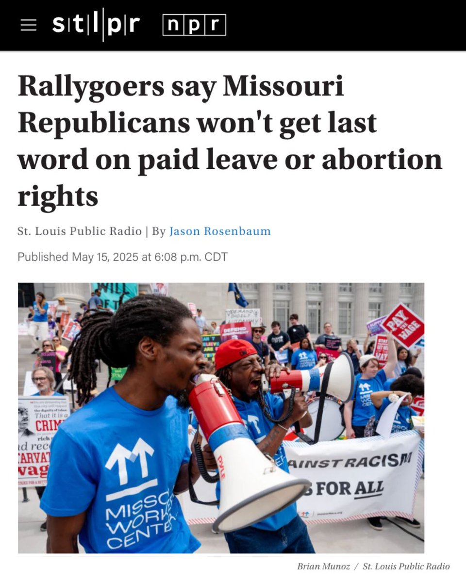 moworkerscenter's tweet image. 🗞️ICYMI🗞️ Hundreds of low-wage #MOworkers and allies crowded the Capitol steps on the final day of #MOleg to protest state lawmakers bucking the will of the people with their #PropA repeal and new abortion ban!