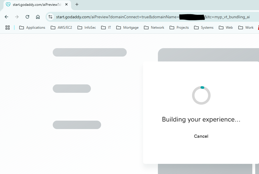 WillAMurray's tweet photo. @GoDaddy is a great example of AI gone wrong. Instead of logging in, making a quick DNS change, and being done, you now get to wait while AI examines your account and recommends a website you don't need. A 5 minute task is now 30 minutes. https://t.co/J6AyINRw3k