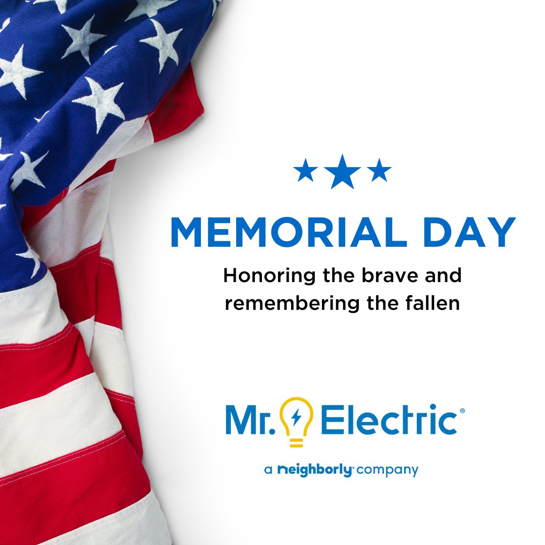 This Memorial Day, we honor the brave men and women who sacrificed for our freedom.💙

#MrElectric #Neighborly #MemorialDay
