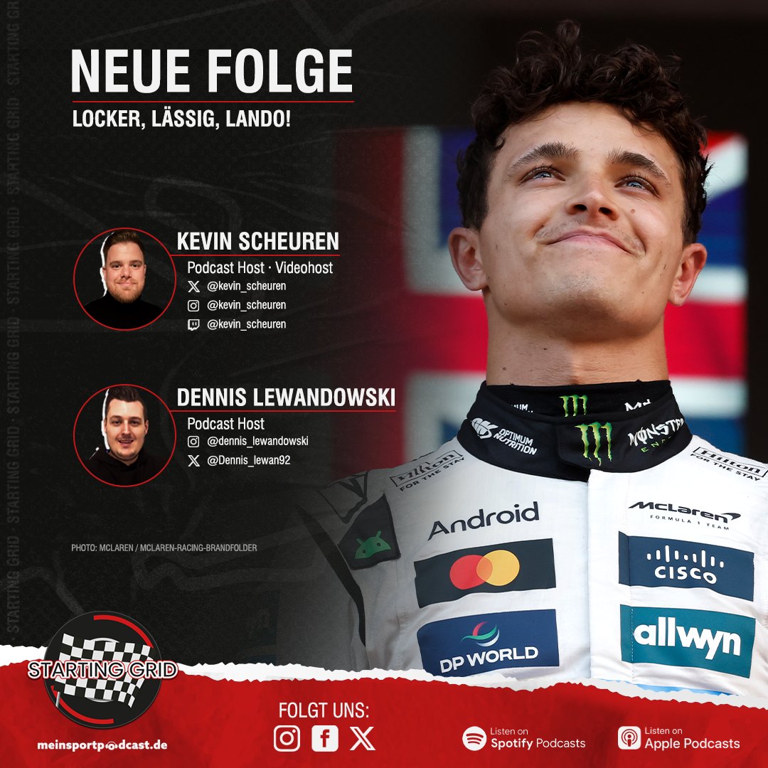 Starting Grid - Podcast (@startinggrid_f1) on Twitter photo Locker, lässig, LANDO! 💥
Was für ein Wochenende von <a href="/LandoNorris/">Lando Norris</a> in Monaco! Aber auch <a href="/Charles_Leclerc/">Charles Leclerc</a> glänzt daheim.
<a href="/dennis_lewan92/">DLewandowski</a> und <a href="/kevin_scheuren/">Kevin Scheuren</a> analysieren: Sieg, Strategie, Pflichtstopps und mehr! Jetzt hören & abonnieren! 🎧
🔗: linktr.ee/startinggrid_f1 Locker, lässig, LANDO! 💥
Was für ein Wochenende von <a href="/LandoNorris/">Lando Norris</a> in Monaco! Aber auch <a href="/Charles_Leclerc/">Charles Leclerc</a> glänzt daheim.
<a href="/dennis_lewan92/">DLewandowski</a> und <a href="/kevin_scheuren/">Kevin Scheuren</a> analysieren: Sieg, Strategie, Pflichtstopps und mehr! Jetzt hören & abonnieren! 🎧
🔗: linktr.ee/startinggrid_f1
