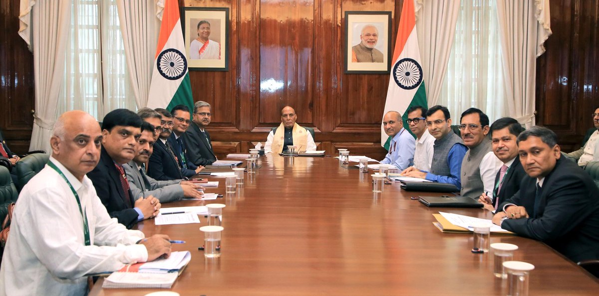 DefProdnIndia's tweet image. Raksha Mantri Shri Rajnath Singh reviewed progress with #CMDs of 8 #DPSUs, lauding the role of the entire defence industry in developing platforms and technologies that proved vital during #OperationSindoor.

In view of the prevailing geopolitical scenario and the recent