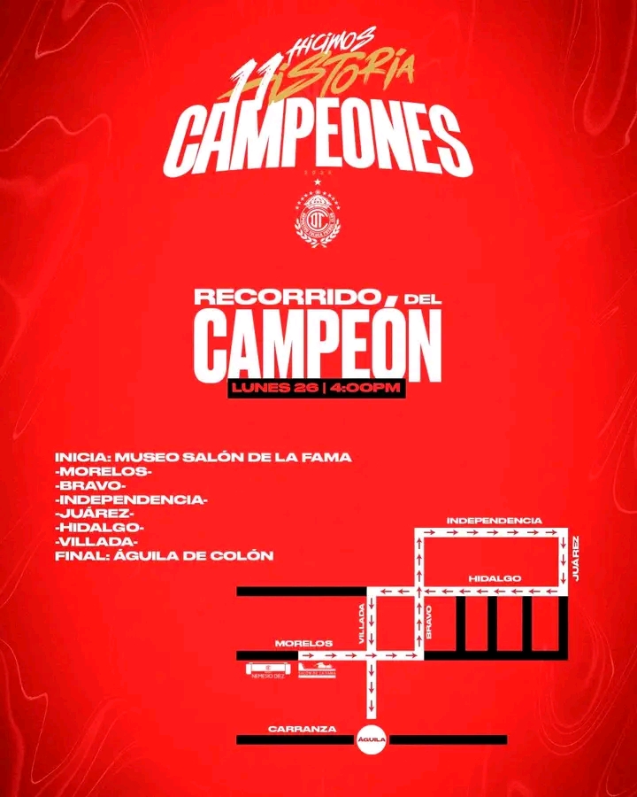 ADNoticiasMex's tweet photo. 👹 | ¡Las calles listas para celebrar la 11! Nos vemos al rato. 😉
Después de vivir una noche inolvidable con la victoria de los Diablos Rojos, es hora de que la ciudad celebre con los campeones. 🏆
📍Inicio: Museo salón de la fama.
#Toluca #Campeón #LigaMX #LaOnce https://t.co/MCMld1Q5fV
