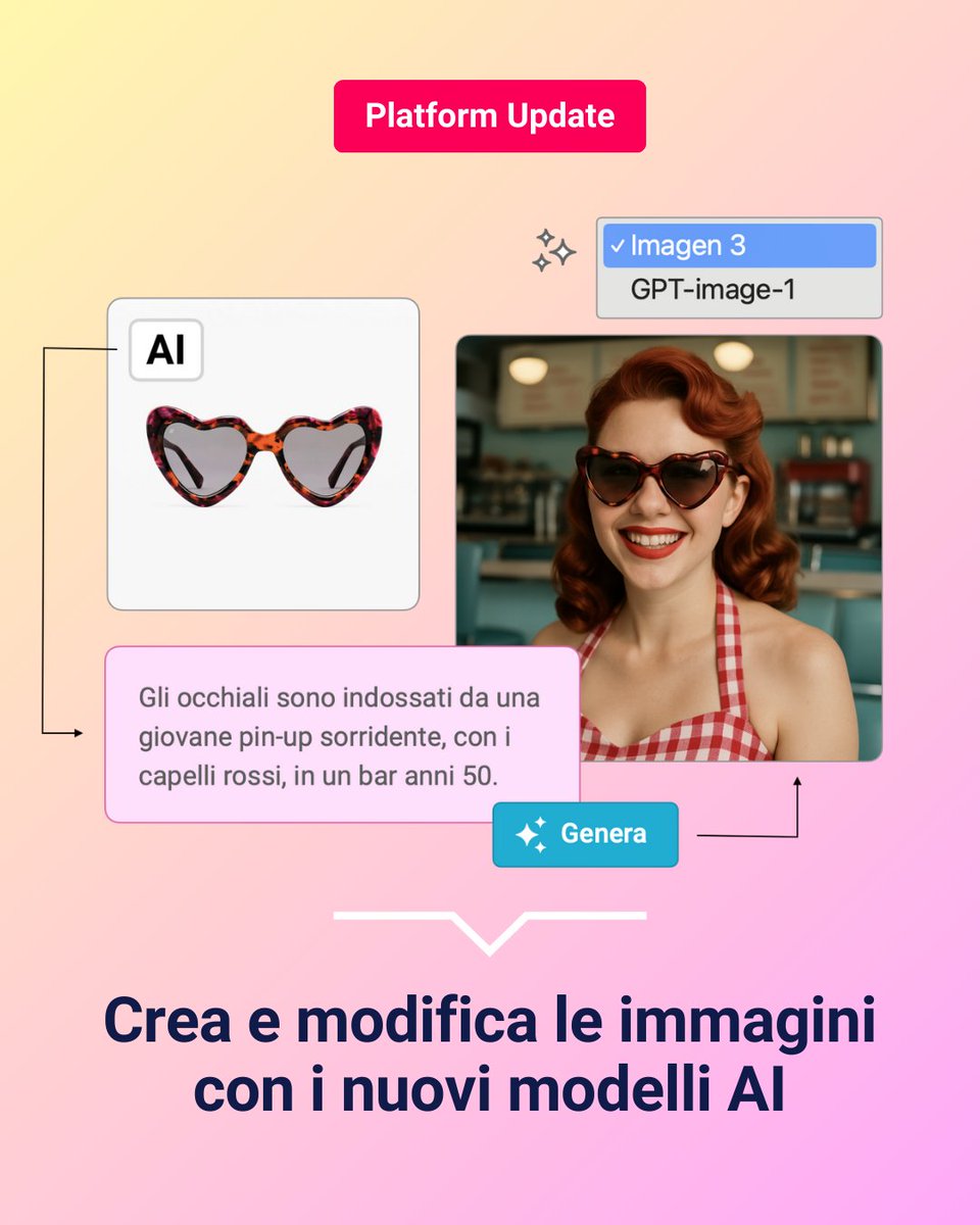Novità sull’AI Assistant di PostPickr! 👀

Disponibili i nuovi modelli GPT-image-1 (OpenAI) e Imagen 3 (Google) eadesso puoi anche modificare le tue immagini con una semplice frase: scrivi cosa vuoi cambiare e l’AI lo fa per te!

Scopri cosa cambia 👉 postpickr.com/ai-assistant-u…