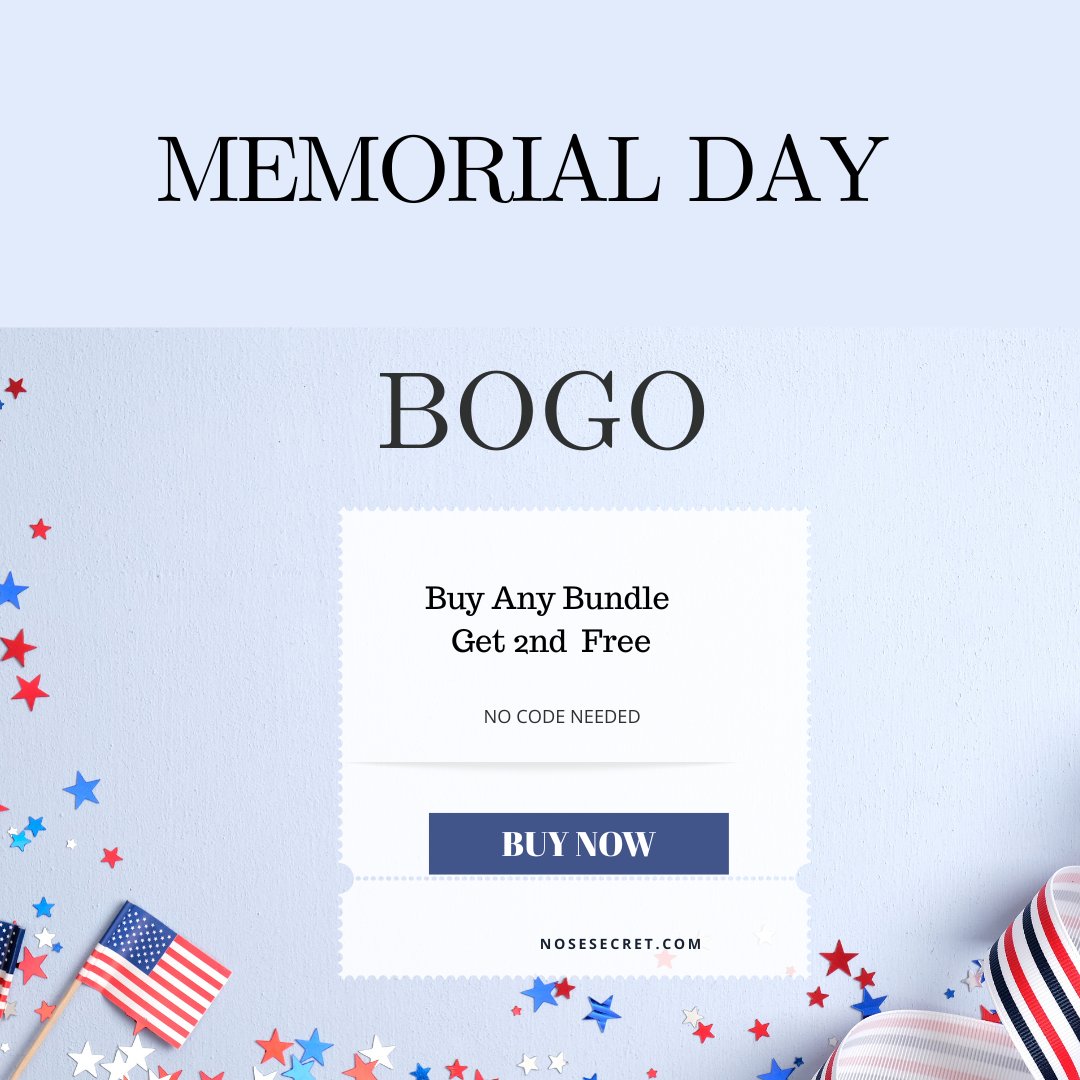 NoseSecret's tweet photo. Memorial Day Special!✨
🎁 Buy 1 Bundle Pack, Get 1 FREE
✅ No code needed – discount at checkout
⏳ Valid thru May 30th only!
Don’t miss  on this limited-time offer!
Buy at  https://t.co/biZ9kPW050
#NoseSecret #MemorialDaySale  #NoseShaper #ConfidenceBoost #narizperfecta https://t.co/FObIX4ZJC6