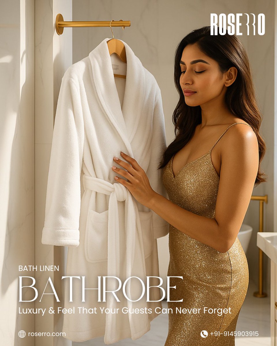 Roserro_Linen's tweet image. Are your guests experiencing true comfort, even after they step out of the shower? 

Choose Roserro Bathrobes

#Roserro #Bathrobes #BathLinen #HotelAmenities #HospitalitySolutions #GuestComfort #LuxuryHotel #SpaExperience #HotelSupply #PremiumQuality #ExportQuality