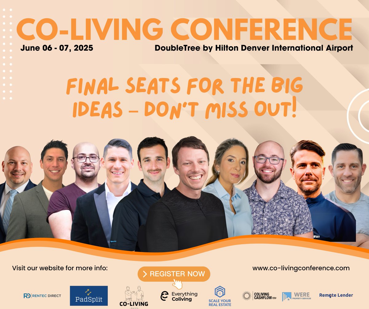 💡 Innovation meets opportunity at the Co-Living Conference, June 6–7 in Denver!

Learn from leaders like @CliffJohnson, @CraigCurelop, @ClaraArroyave, <a href="/SamWegert/">Sam Wegert</a>, @MillerMcSwain &amp; more.

🏃‍♂️ Few in-person tix left! Livestream available 🎟
👉 Co-LivingConference.com
#CoLiving2025
