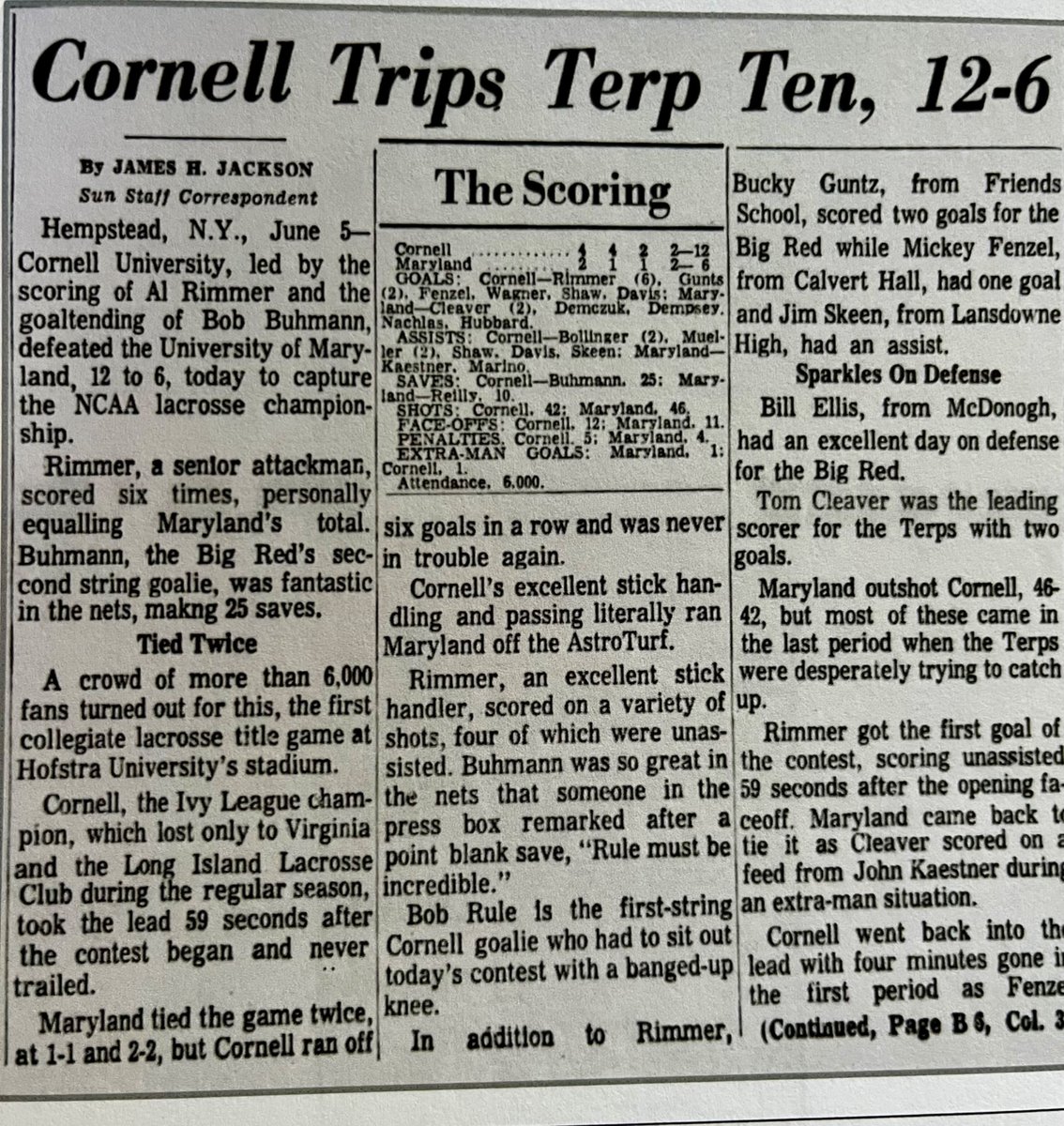 With Cornell playing Maryland for the NCAA lacrosse title today, a look back at coverage of their meetings in the 71 and 76 #lacrosse title games

<a href="/Inside_Lacrosse/">Inside Lacrosse</a> <a href="/TerpsMLax/">Maryland Men's Lacrosse</a> <a href="/CornellLacrosse/">Big Red Lacrosse</a>