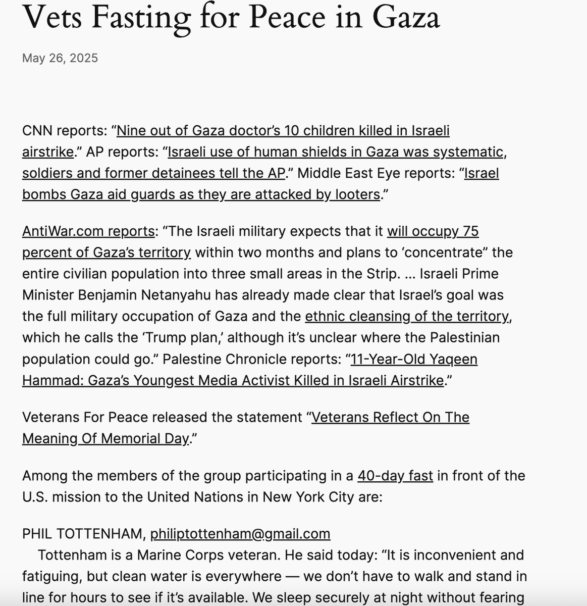 accuracy.org (@accuracy) on Twitter photo Vets Fasting for Peace in Gaza
accuracy.org/release/vets-f…
<a href="/voiceinwild/">Kathy Kelly</a> <a href="/VFPNational/">Veterans For Peace</a> Vets Fasting for Peace in Gaza
accuracy.org/release/vets-f…
<a href="/voiceinwild/">Kathy Kelly</a> <a href="/VFPNational/">Veterans For Peace</a>
