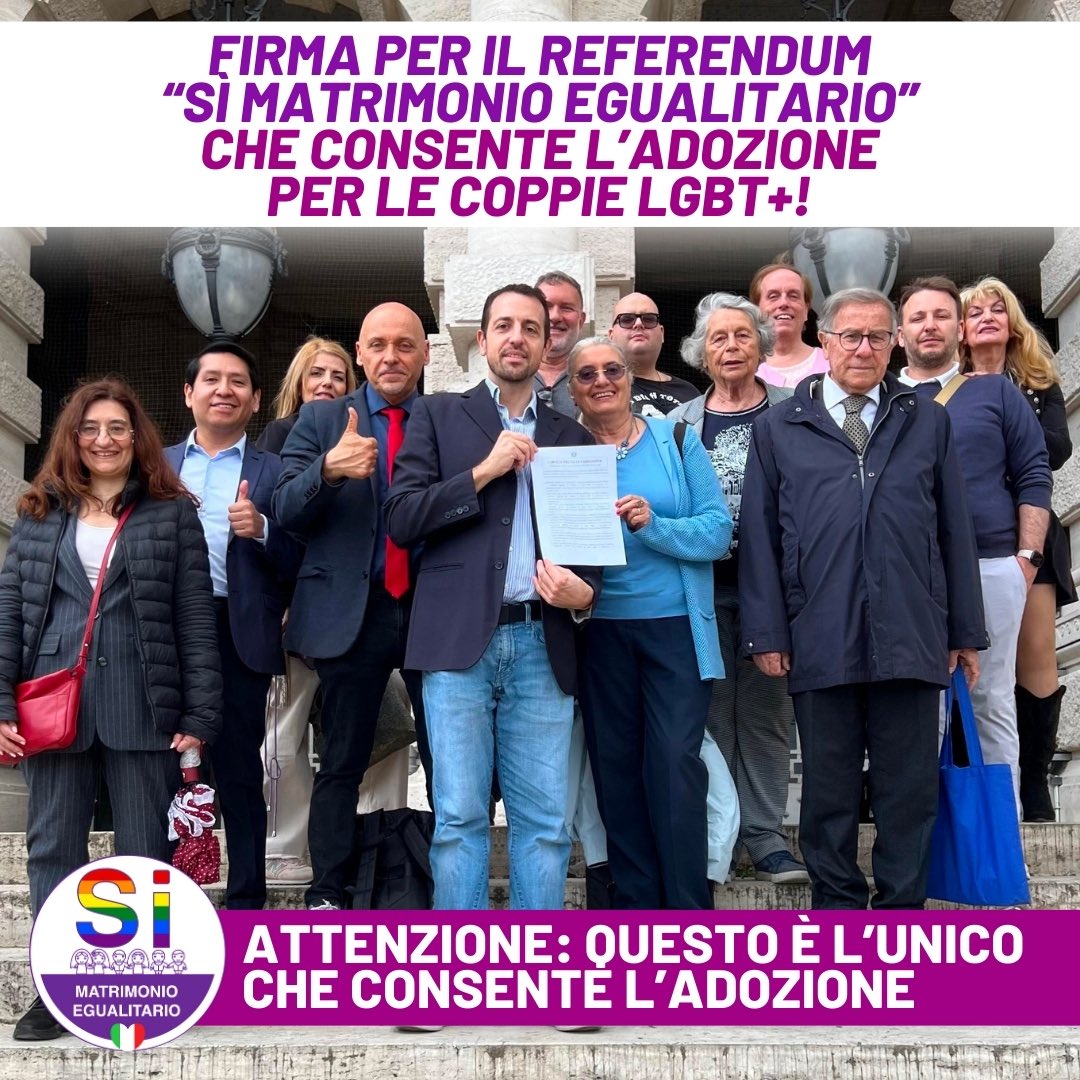 SiEduAffettiva's tweet photo. FIRMA ORA per il Referendum Matrimonio Egualitario che consente anche le adozioni per le coppie LGBT+: https://t.co/10xanFtfch
#referendum #matrimonioegualitario #matrimoniogay #lgbt #referendumcittadinanza #referendumlavoro #5si #pride #pridemonth https://t.co/uFhbab7uqL