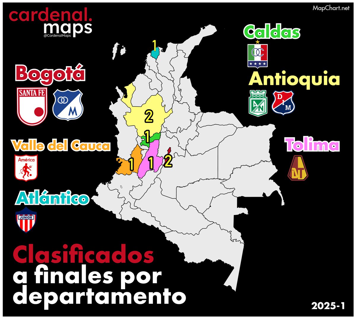 🗺️Número de Clasificados a Finales por Departamento 2025-I🏆