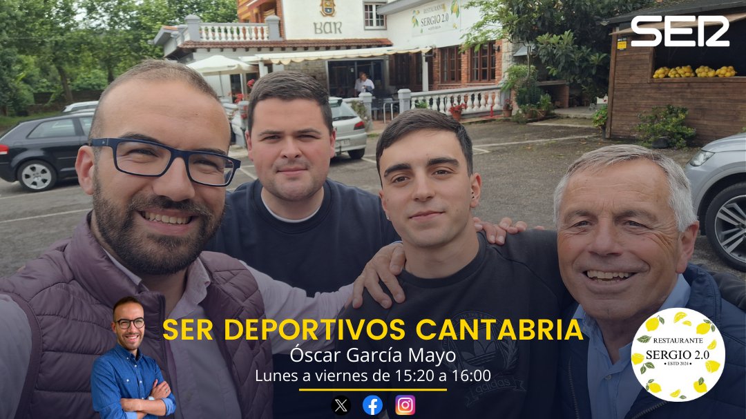 📻 <a href="/SERDeportivos/">SER Deportivos</a> Cantabria (26/5/25) con <a href="/OskarGarcia16/">Óscar García Mayo 🎙</a> desde el restaurante Sergio 2.0 (Novales)

🎧 cadenaser.com/audio/ser_cant…

⚽️ Postpartido #EldenseRacing (3-3)
🎙️ Declaraciones de José Alberto
🗣️ #ElSanedrín con <a href="/edubermudezz/">Edu Bermúdez Dapena</a>, <a href="/danluisamigo/">Danluis</a>, <a href="/Pepo04__/">Diego</a> y Antonio Carriazo