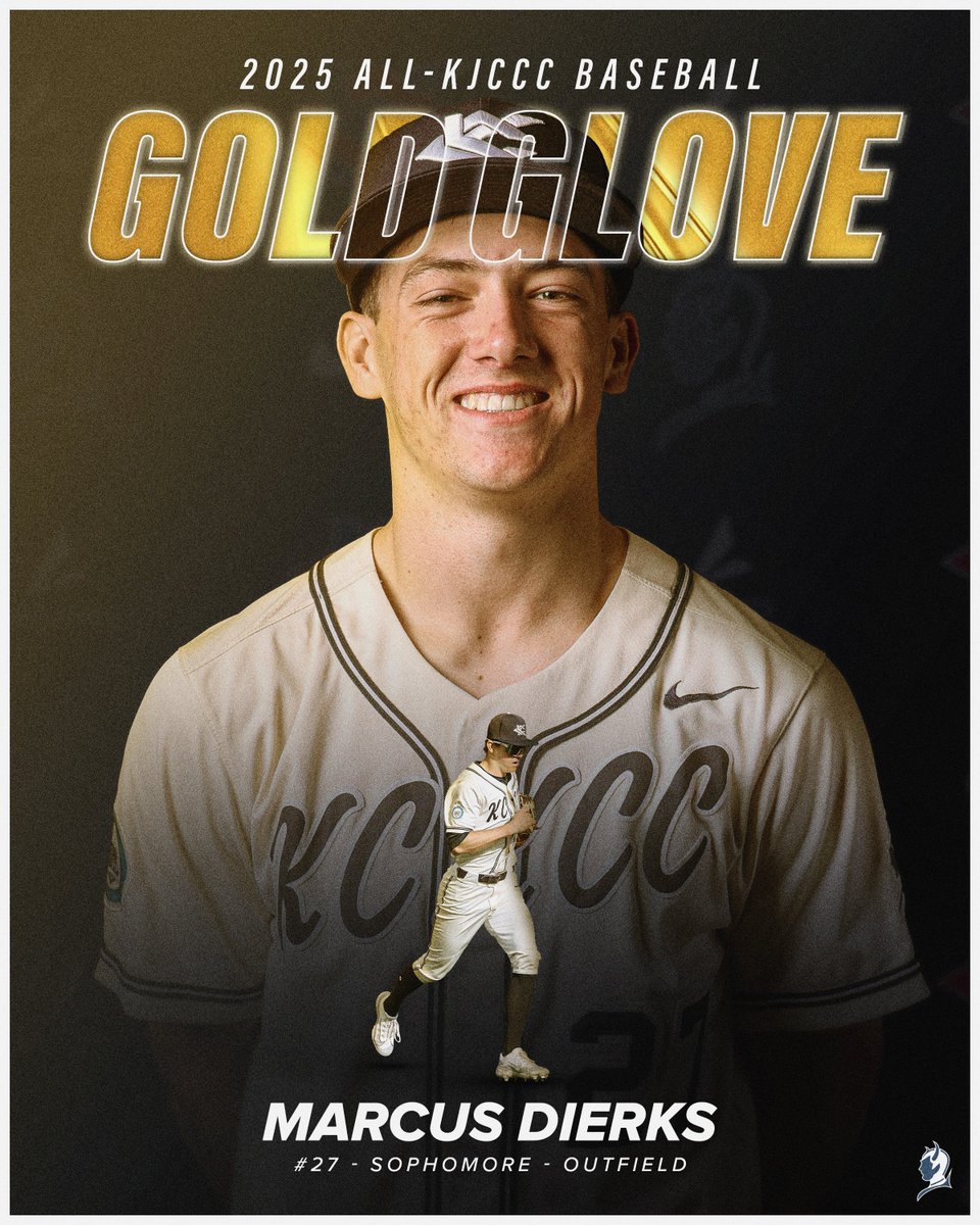 ⭐Gold Glove &amp; All-Region Honors⭐
After an outstanding season with a .421 batting average, 90 putouts, 30 stolen bases and 10 doubles, Marcus Dierks has been named to the 2025 All-Region Team and honored with a KJCCC Gold Glove Award! Congrats, Dierks!⚾🔥

#KCKCCProud #HornsUp