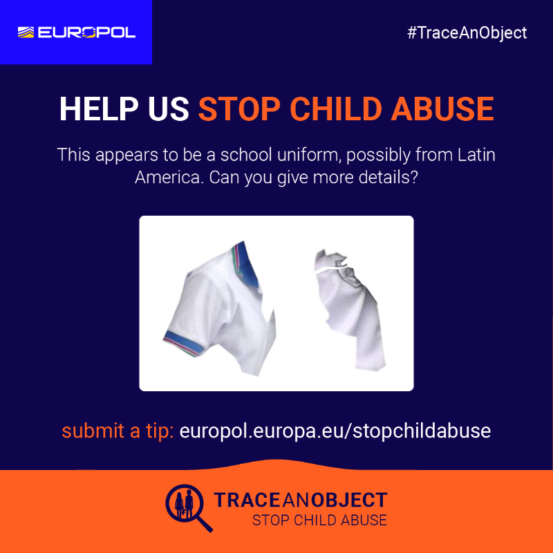 Europol's tweet photo. 🔎 Can you identify any of these items? Even the smallest tip could help.
⚠️ Our #TraceAnObject website has new images taken from files depicting child sexual abuse.
💡 You can help us move these investigations forward by submitting an anonymous tip.