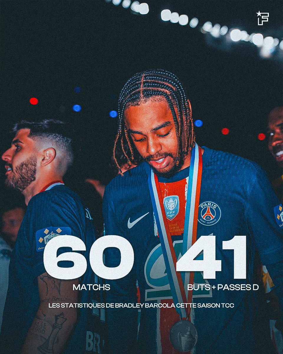 footmercato's tweet photo. Les statistiques de Bradley Barcola cette saison sont clairement sous-cotées ! ✨🇫🇷

À titre de comparaison, il fait mieux que Vinicius lors de sa fameuse saison "Ballon d'Or".

Respectez Bambi. 🦌 https://t.co/uN3r99cDJt