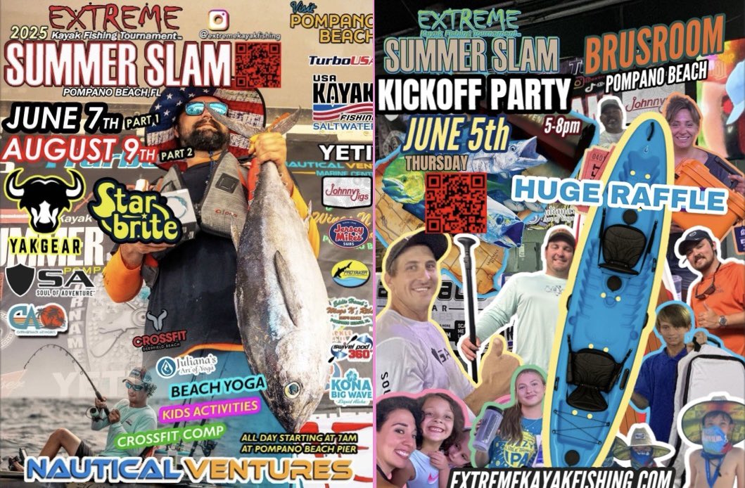 _EKFT's tweet image. The countdown is on!
We’re just TWO WEEKS OUT from the EKFT Summer Slam Series: Part 1 — timed perfectly with the epic #BlackfinTuna run that lights up Pompano Beach from late April through early June! 
Register here— extremekayakfishingtournament.org/summer-slam.ht…