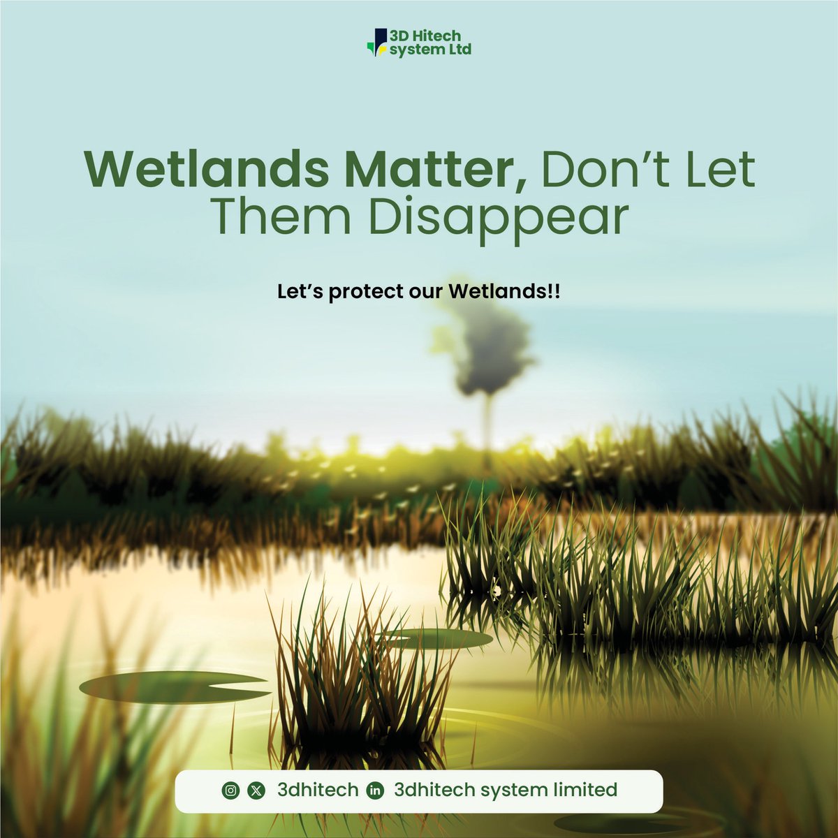 3dHitech's tweet photo. Wetlands are nature’s kidneys, they filter water, protect against floods, and host incredible biodiversity.

Yet they are disappearing three times faster than forests!

#3DHitech #WetlandsMatter #WaterConservation #ProtectNature #EcoAwareness https://t.co/hlmTXoSw72