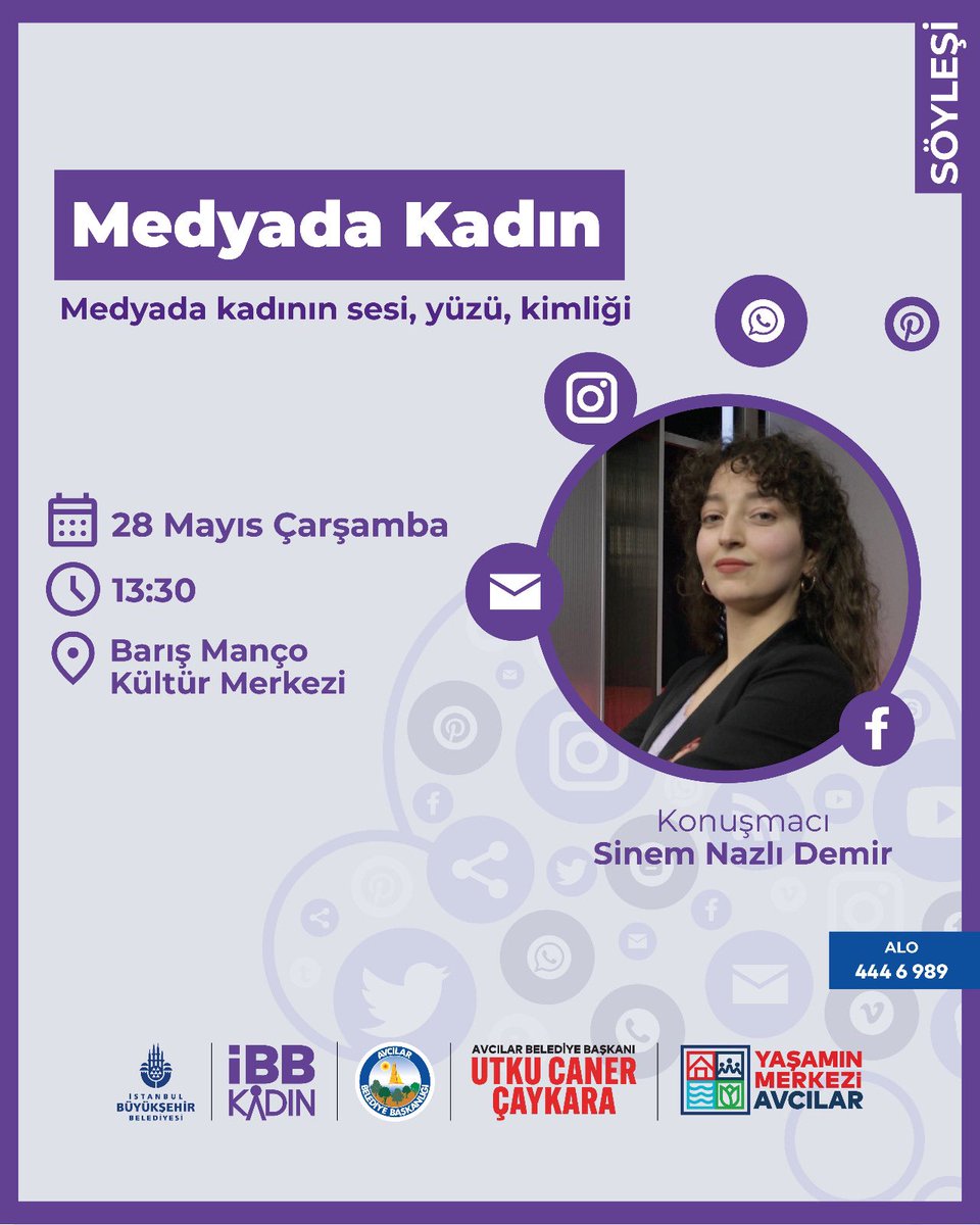 Medyada Kadın💜

Gazeteci-yazar Sinem Nazlı Demir’in konuşmacılığında gerçekleştireceğimiz medyada kadının sesi söyleşi programına tüm komşularımızı bekliyoruz.