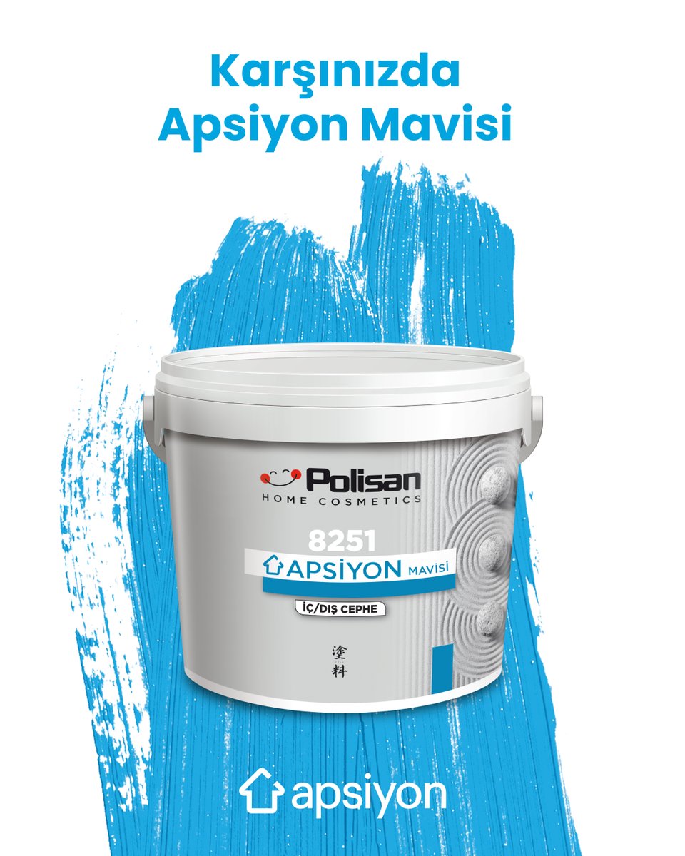 ❤️ İki Güçlü Markayı Buluşturan Renk: Apsiyon Mavisi 💙 ​
​
Size içimizi kıpır kıpır eden bir haberle geldik! ✨ ​
​
Gökyüzünden ilham aldığımız mavimizi, duvarlarınıza taşıyoruz. ☁️🖌️🎨 ​

Mavi rengimiz; Polisan iş birliği ve güvencesiyle, hem iç hem de dış cephelerde