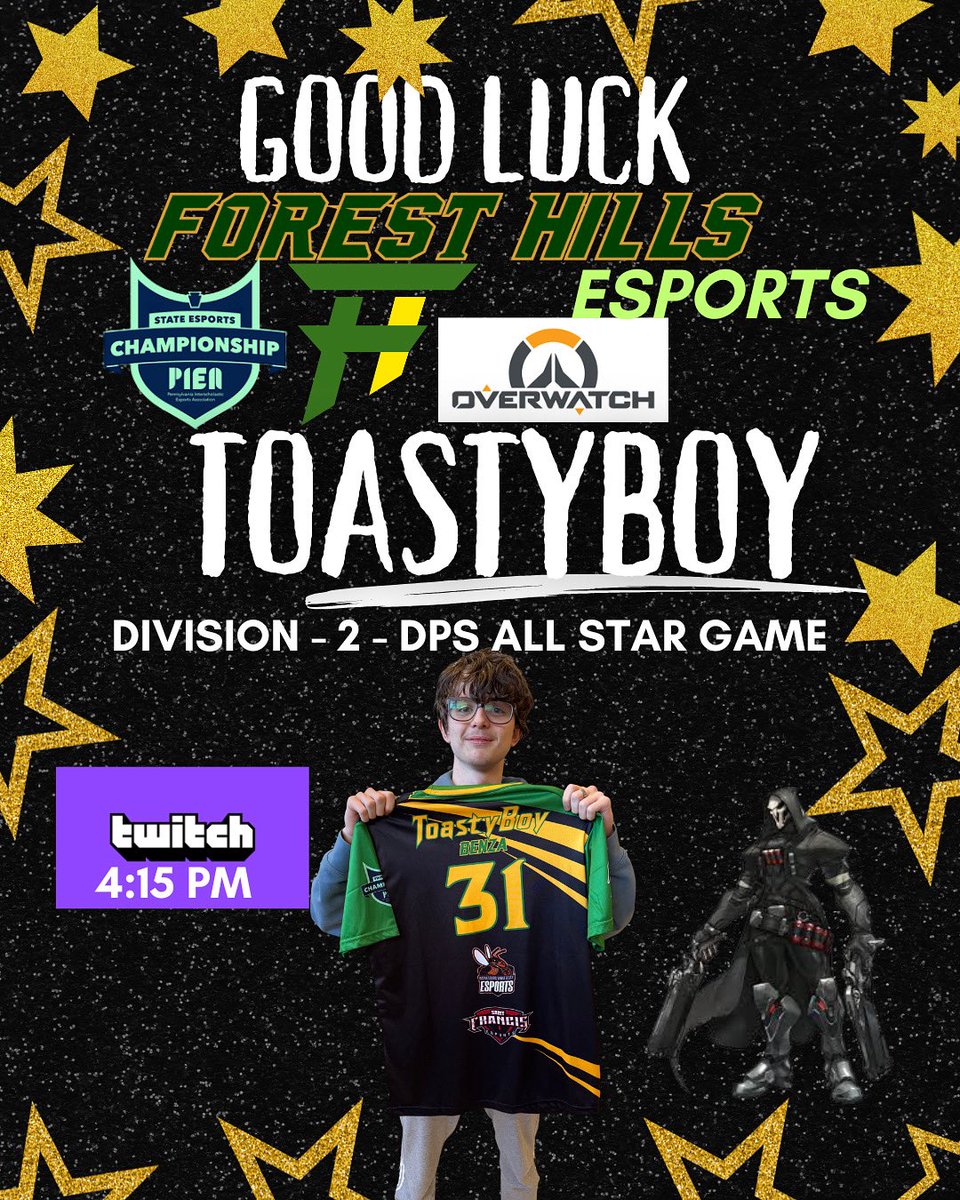 ForestHills ESports (@fhrangeresports) on Twitter photo Good luck to Toasty Boy today as he represents Forest Hills ESports in the <a href="/pieaesports/">PIEA | Interscholastic Esports</a> D2 Overwatch 2 All Star Game being streamed on Twitch at 4:15pm today! Good luck to Toasty Boy today as he represents Forest Hills ESports in the <a href="/pieaesports/">PIEA | Interscholastic Esports</a> D2 Overwatch 2 All Star Game being streamed on Twitch at 4:15pm today!