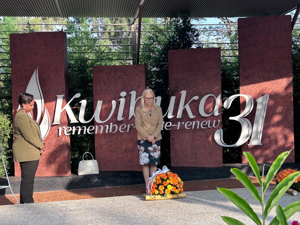 Kigali Genocide Memorial (@kigali_memorial) on Twitter photo During her visit today, Australia’s High Commissioner, H.E. Jenny Da Rin (<a href="/jennydarin/">Jenny Da Rin</a>), honoured the victims of the Genocide against the Tutsi by laying a wreath at the burial place. During her visit today, Australia’s High Commissioner, H.E. Jenny Da Rin (<a href="/jennydarin/">Jenny Da Rin</a>), honoured the victims of the Genocide against the Tutsi by laying a wreath at the burial place.