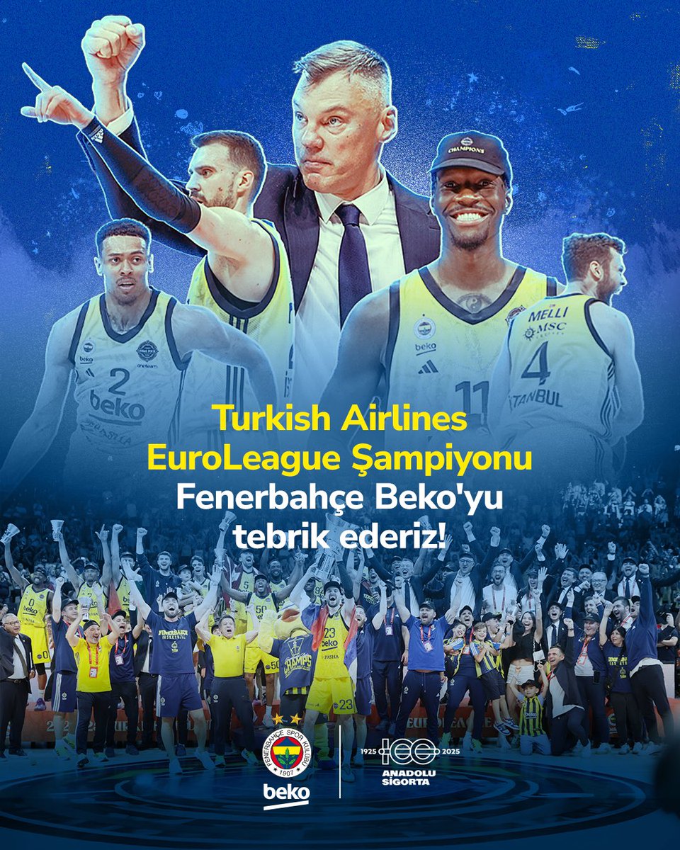 Fenerbahçe’nin resmi sigorta çözüm ortağı Anadolu Sigorta olarak Turkish Airlines EuroLeague Şampiyonu Fenerbahçe Beko’yu tebrik ederiz! 🏆🏀
 
#AnadoluSigorta #Fenerbahçe
